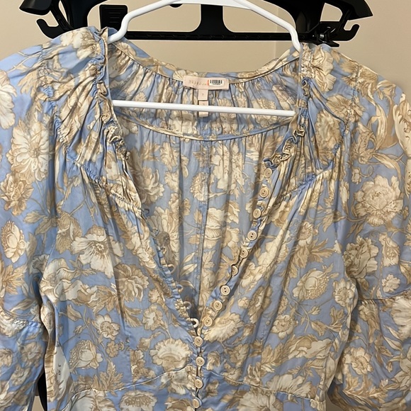 Rebecca Taylor Short-Sleeve Satin Leaf Floral Dress - Picture 5 of 6